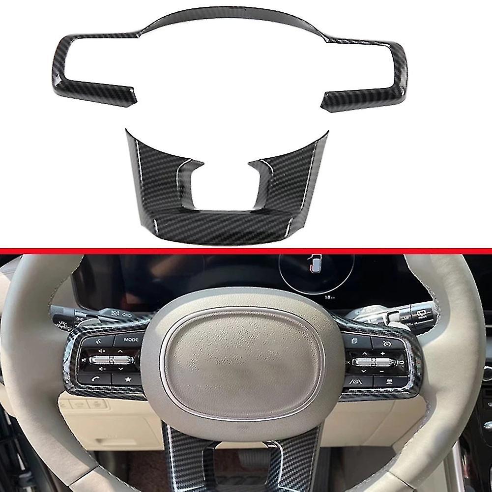 For Carnival Ka4 2020 2021 2022 Carbon Fiber Steering Wheel Panel Cover Bezel Trim Insert Molding