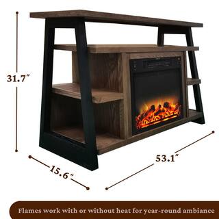 Cambridge Sawyer 53.1 in. Industrial Freestanding Electric Fireplace in Walnut CAM5332-1WALLG2