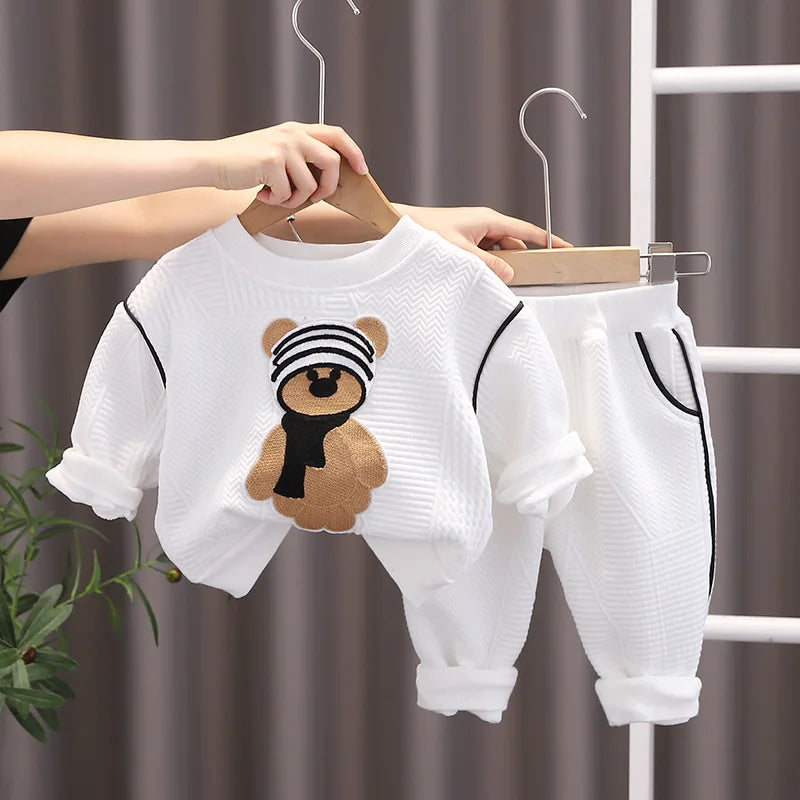 Spring Autumn Baby Boy Clothes 18 Months Cartoon O-neck Pullover Long Sleeve Hoodies Pants Toddler Outfits Girls Clothing Sets