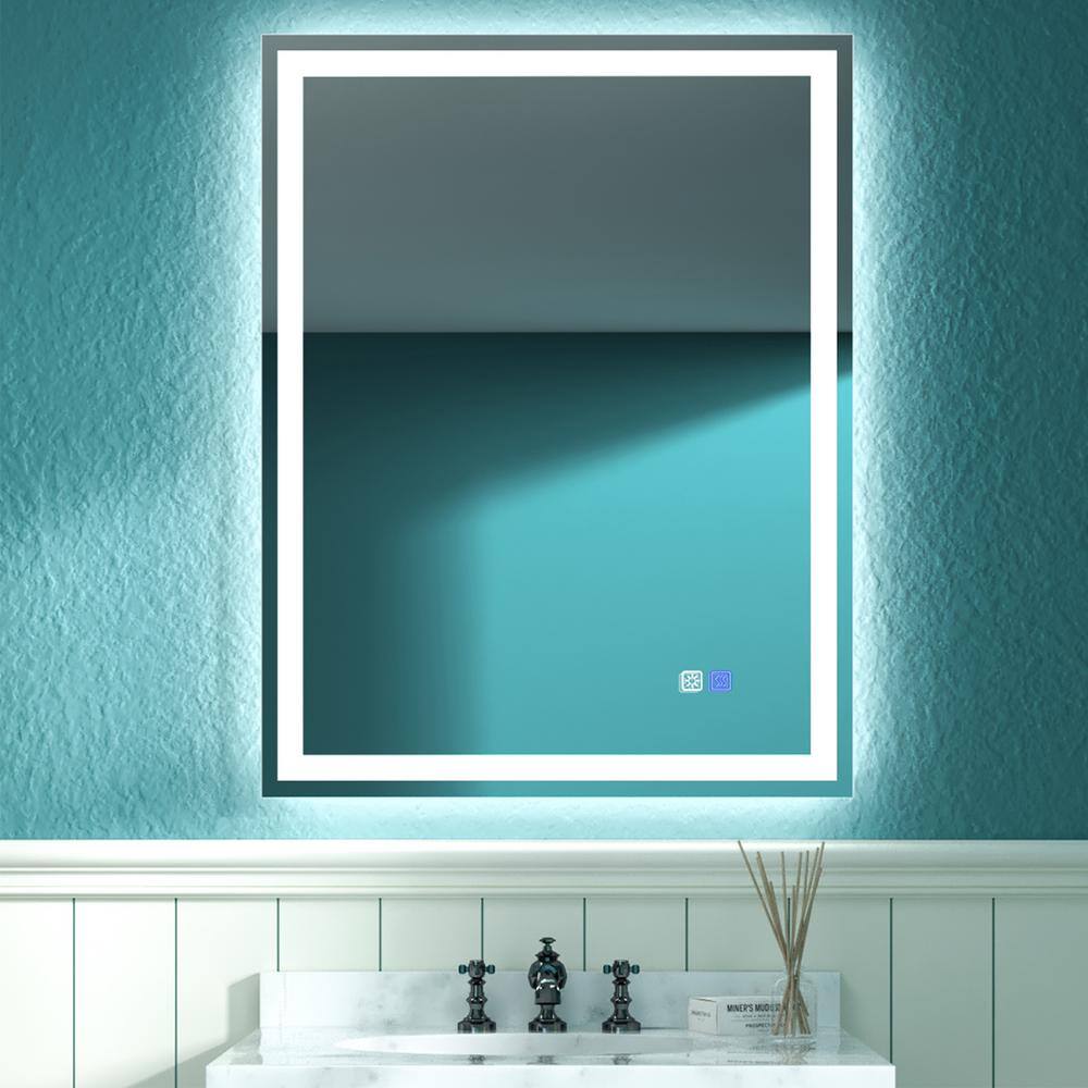 ExBrite Derrin 30 in. W x 36 in. H Medium Rectangular Frameless Dimmable LED Wall Bathroom Vanity Mirror in Sliver Super Light HOB1DHBM4024VC