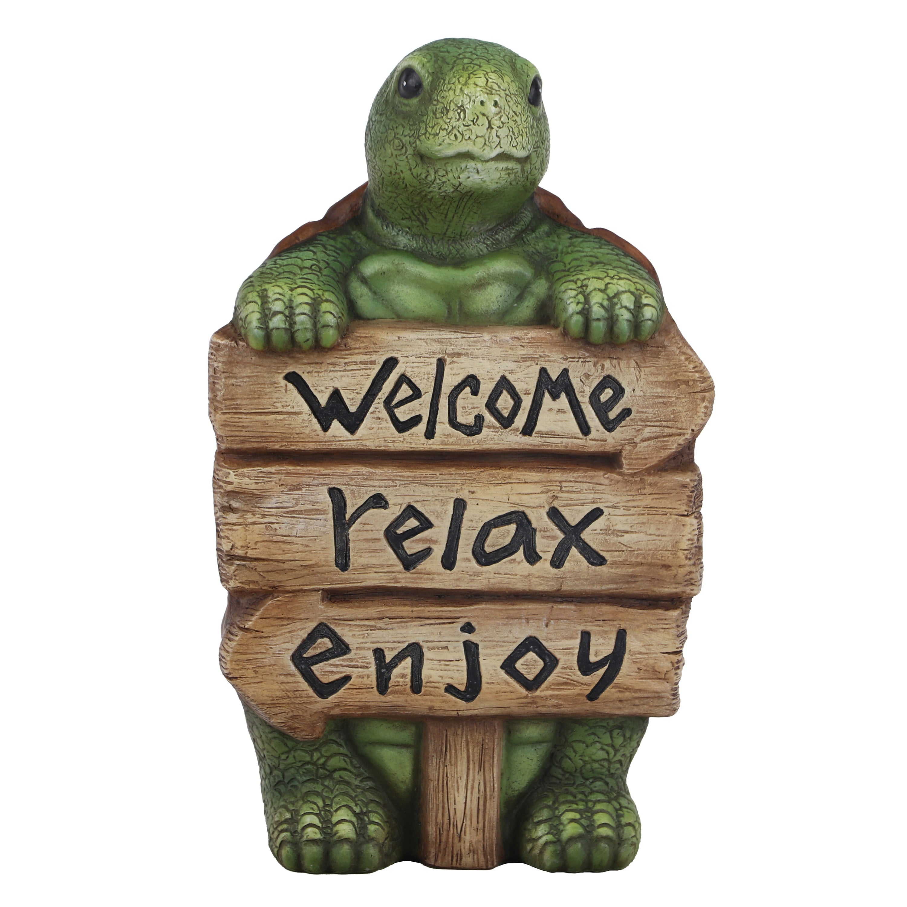 Mainstays Outdoor Welcome Relax Enjoy Turtle Garden Statue