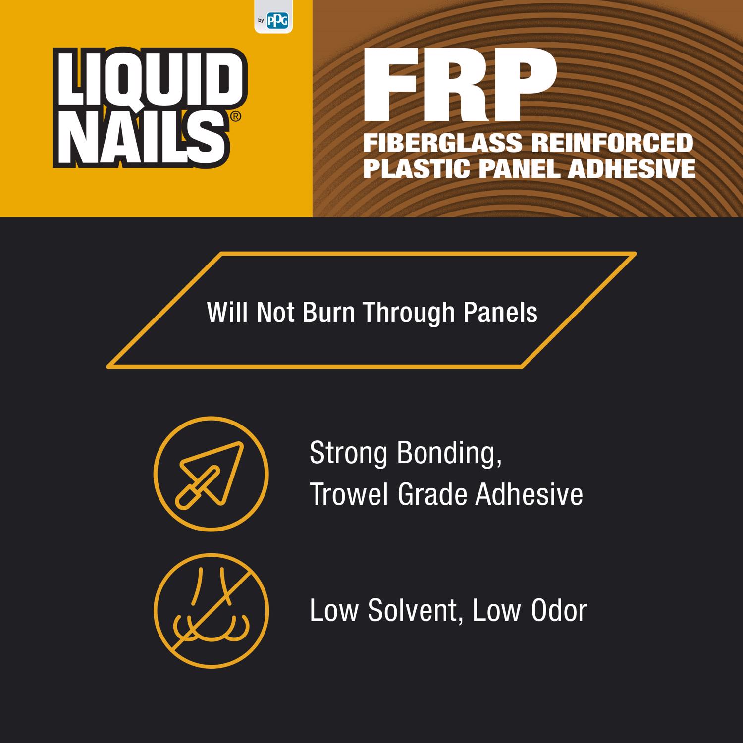 Liquid Nails FRP Fiberglass Reinforced Plastic Panel High Strength Acrylic Latex Adhesive 3.5 gal