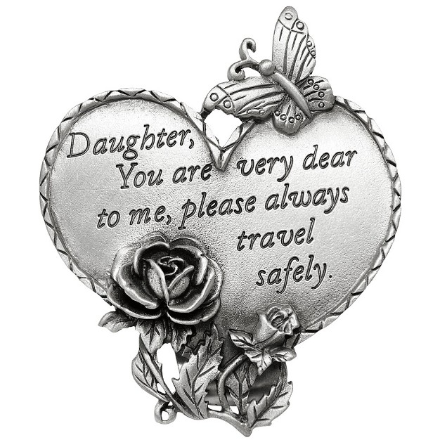 Collections Etc Travel Safely Pewter Heart Visor Clip In Multiple Saying Options With Butterfly And Flower Accents