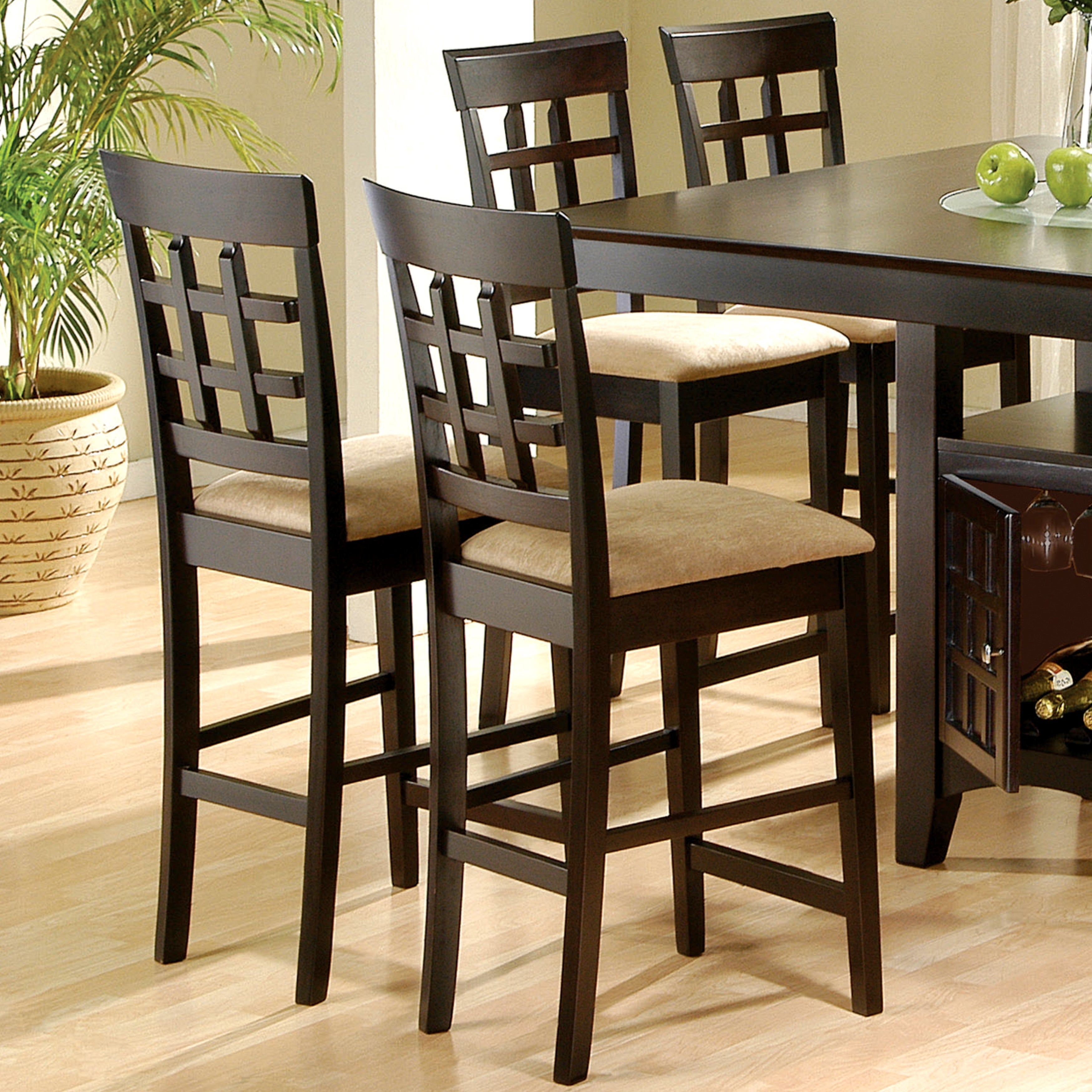 Classic Wood Lattice Design Counter Height Dining Stools (Set of 2)