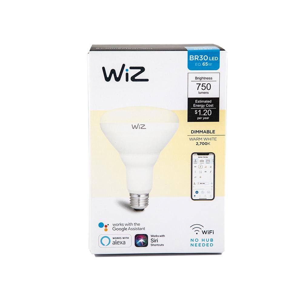 WiZ 72-Watt Equivalent BR30 Dimmable Wi-Fi Connected Smart LED Light Bulb Warm White IZ0087521