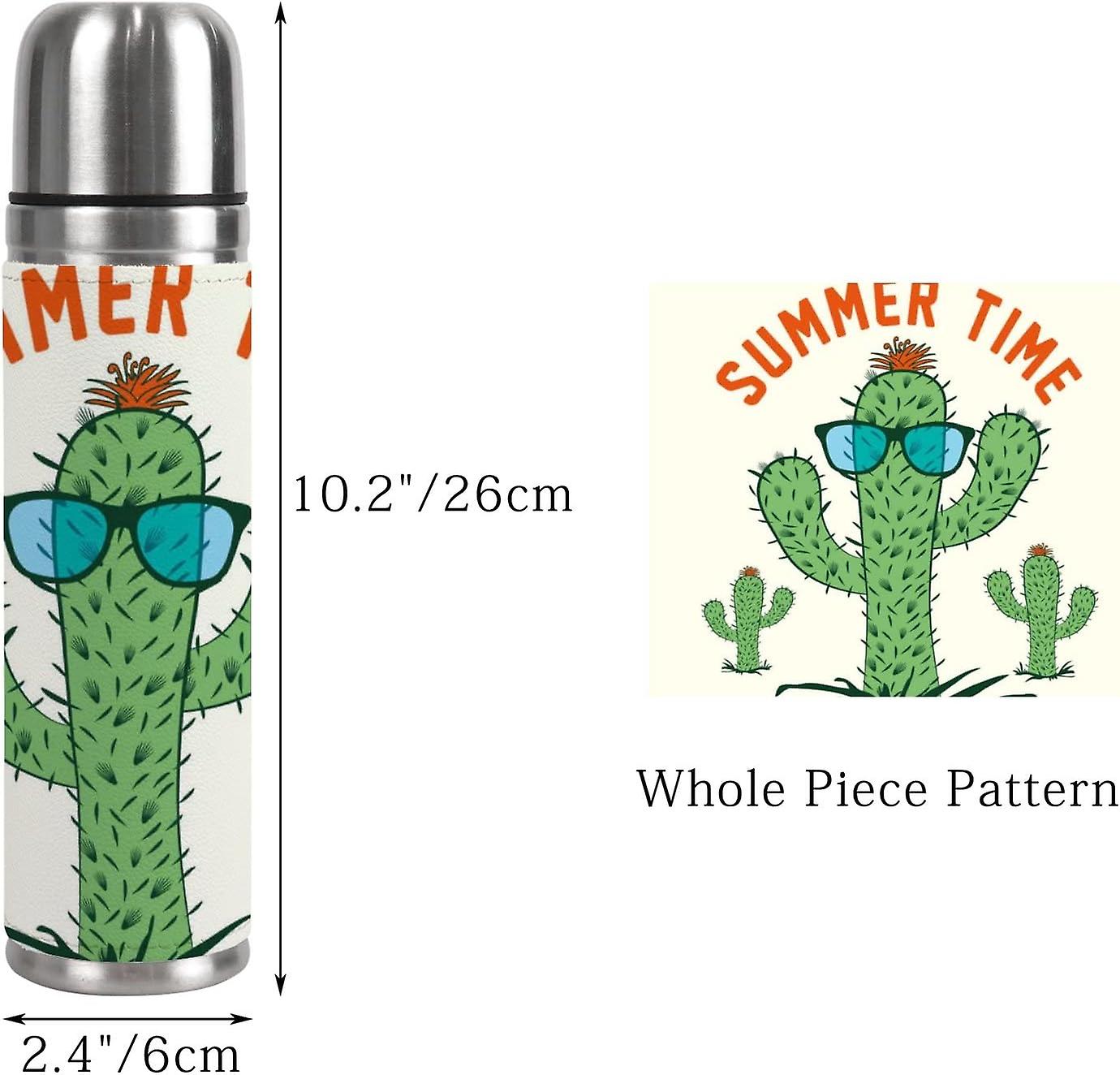 Insulated Mug Stainless Steel Water Bottle Cactus Summer Time Vacuum Cup Travel Mug For Travel School Office