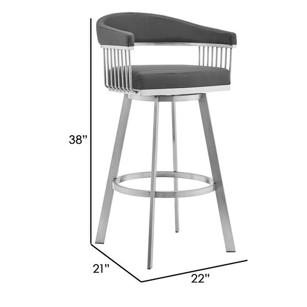 Lif 25 Inch Swivel Counter Stool， Slatted Arms， Steel