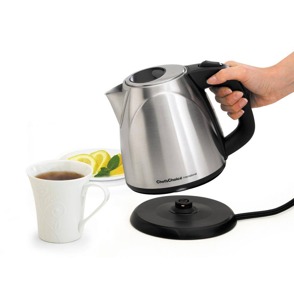 Chef'sChoice 4-Cup Cordless Stainless Steel Electric Kettle with Automatic Shut-Off 6730001