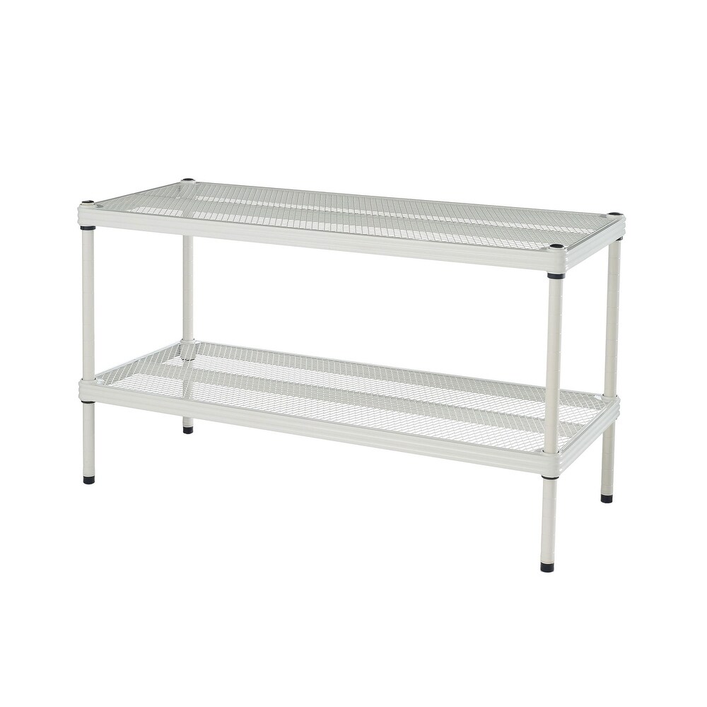 Design Ideas MeshWorks 2 Tier Full Size Metal Storage Shelving Unit Rack  White   9