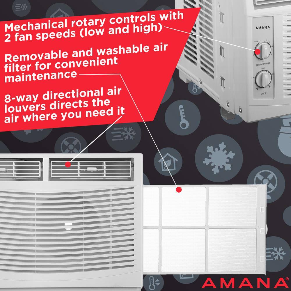 Amana 5000 BTU 115-Volt Window-Mounted Air Conditioner with Mechanical Controls AMAP050DW