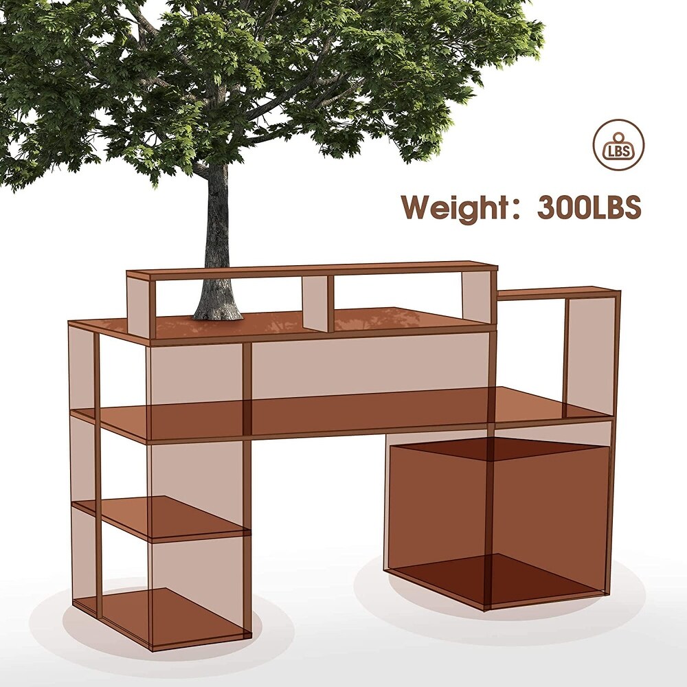 Ivinta Computer Desk with Drawers  52 inches Office Desk with Hutch and Printer Shelf  Modern Writing Desk