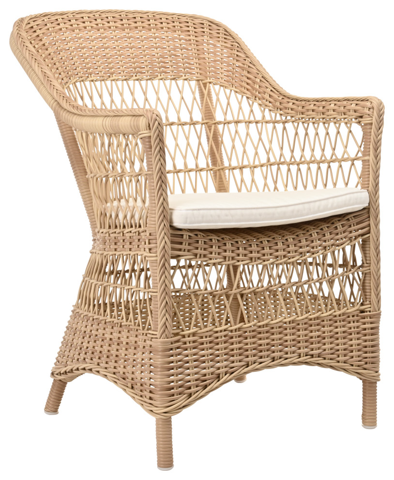 Charlot Chair With Cushion  Natural Finish   Tropical   Outdoor Dining Chairs   by Sika Design  Houzz