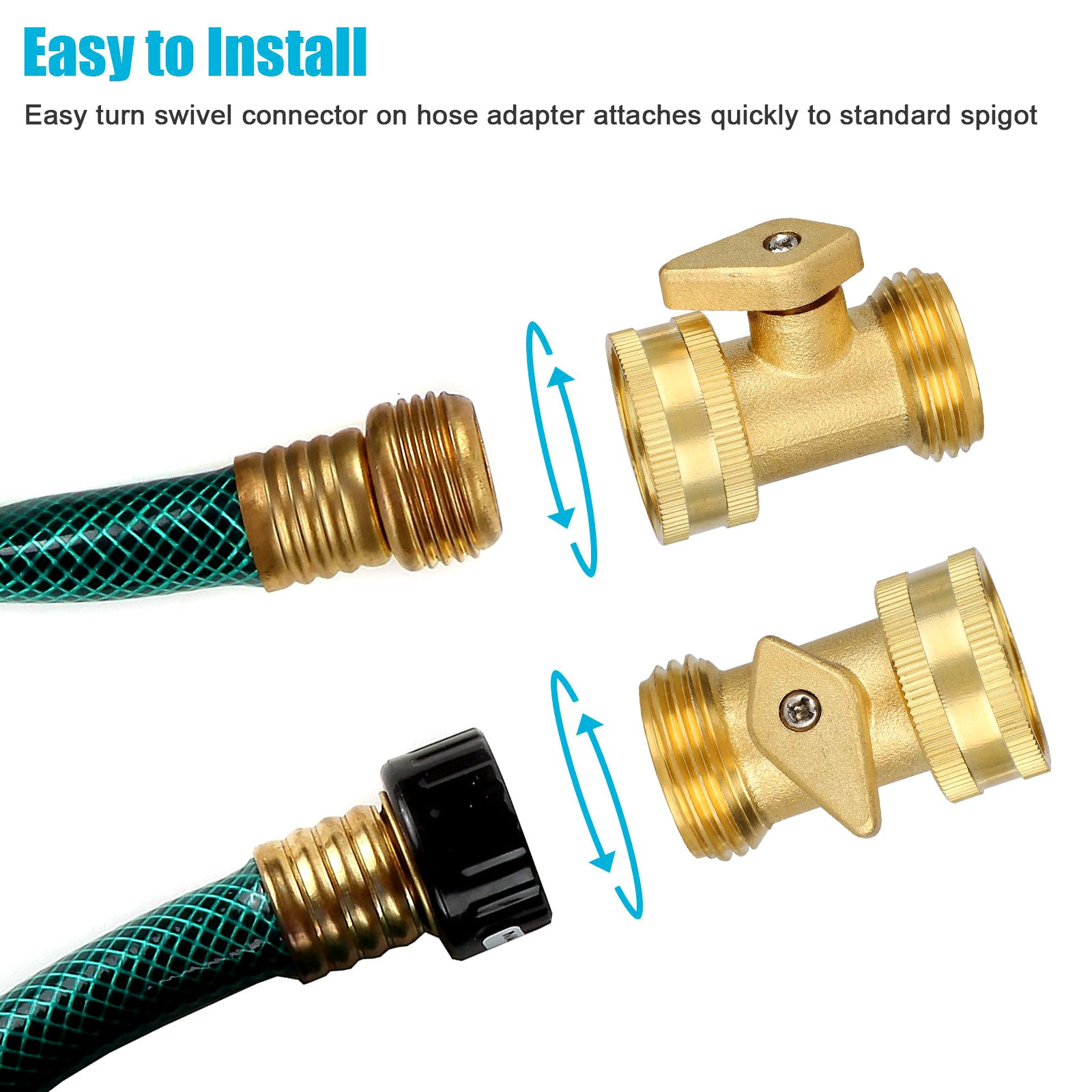 EEEkit 2pcs Heavy Duty Brass Garden Hose Shut Off Valve， 3/4