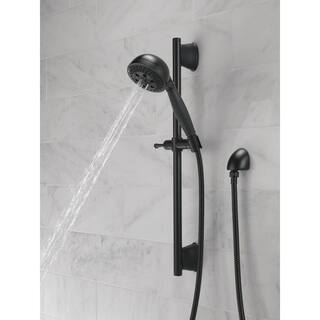 Delta 5-Spray Patterns 1.75 GPM 4.13 in. Wall Mount Handheld Shower Head with Slide Bar and H2Okinetic in Matte Black 51559-BL