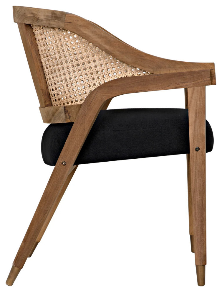 Eithan Chair  Teak  Caning  And Black Cotton   Modern   Armchairs And Accent Chairs   by Rustic Home Furniture Deco  Houzz