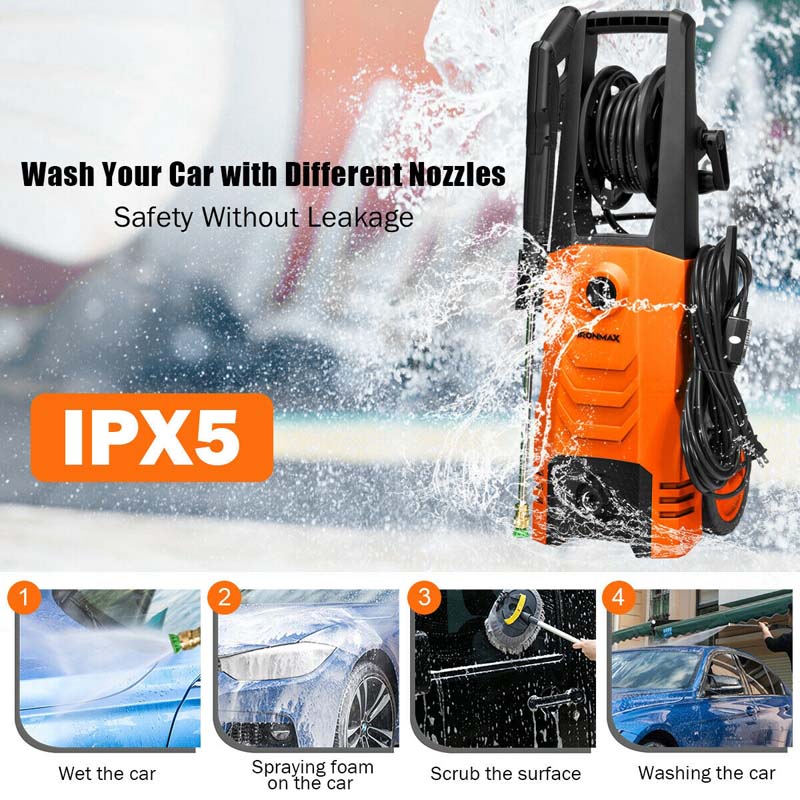 3500PSI Electric Pressure Washer, 1800W 2.6 GPM Portable Electric Power Washer with 4 Nozzles