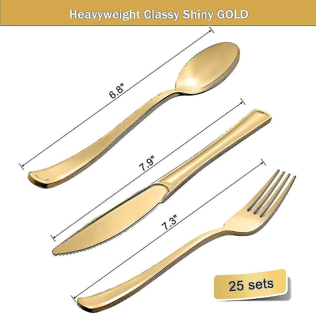 175 Piece Gold Party Supplies Set Disposable  Dinnerware Serves 25