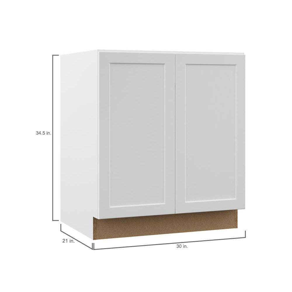 Hampton Bay Designer Series Melvern Assembled 30x34.5x21 in. Full Door Height Bathroom Vanity Base Cabinet in White VTF30-MLWH