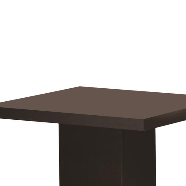 Contemporary End Table With Pedestal Base， Cappuccino Brown