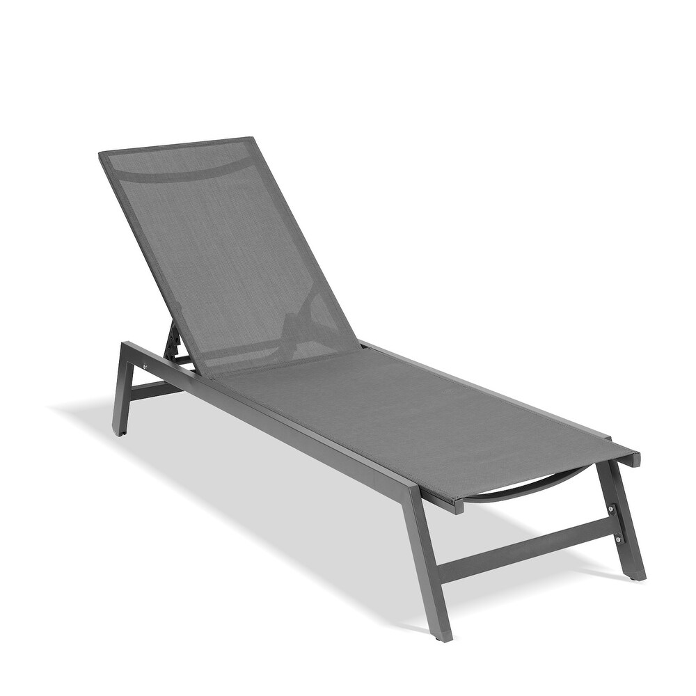 Outdoor Chaise Lounge Chair with 5 Position Adjustable Backrest and Wheels  75\