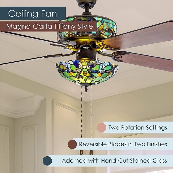 Stained Glass Magna Carta LED Ceiling Fan - 52