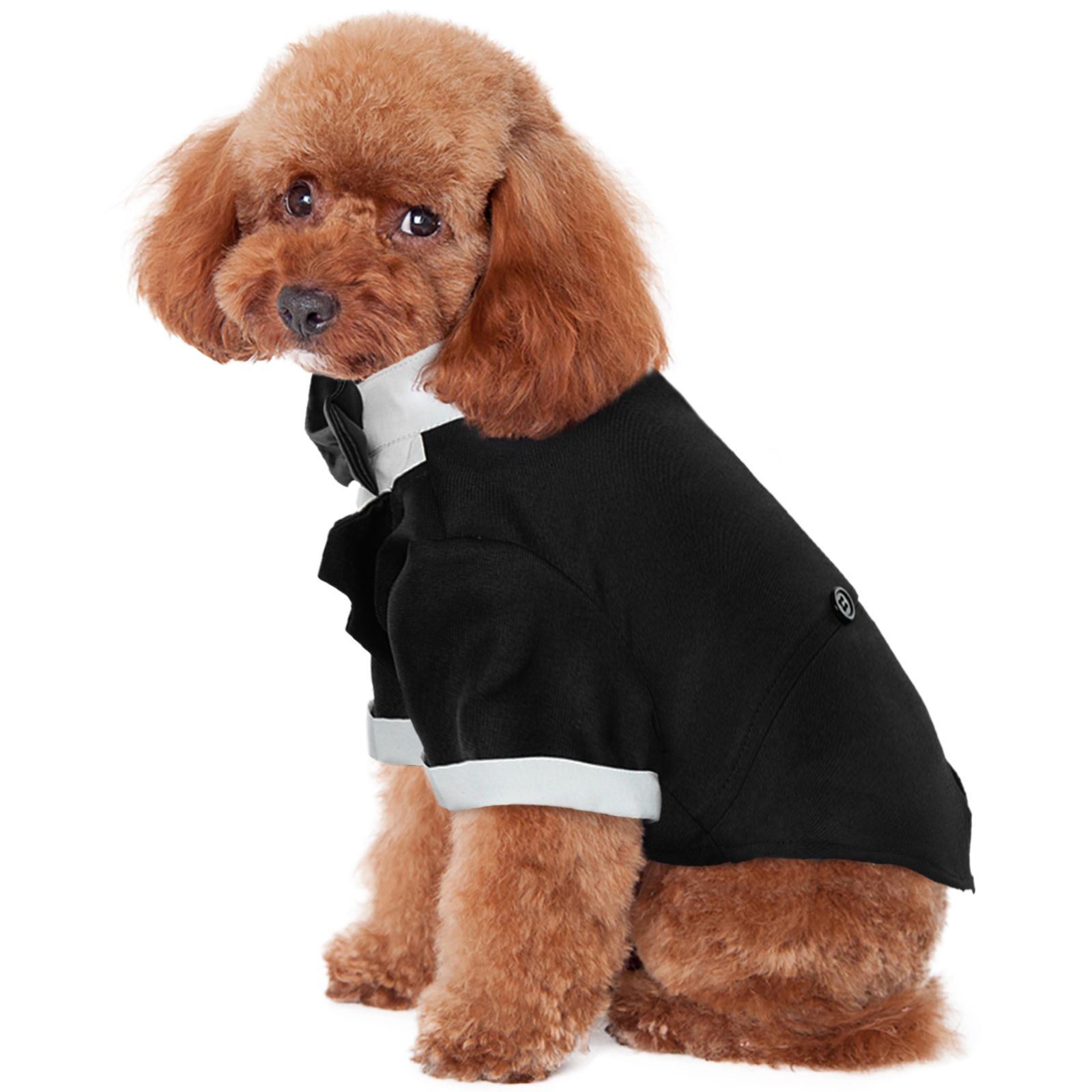 Kuoser Dog Tuxedo Dog Formal Suit with Bow Tie Pet Wedding Shirt，Black，S