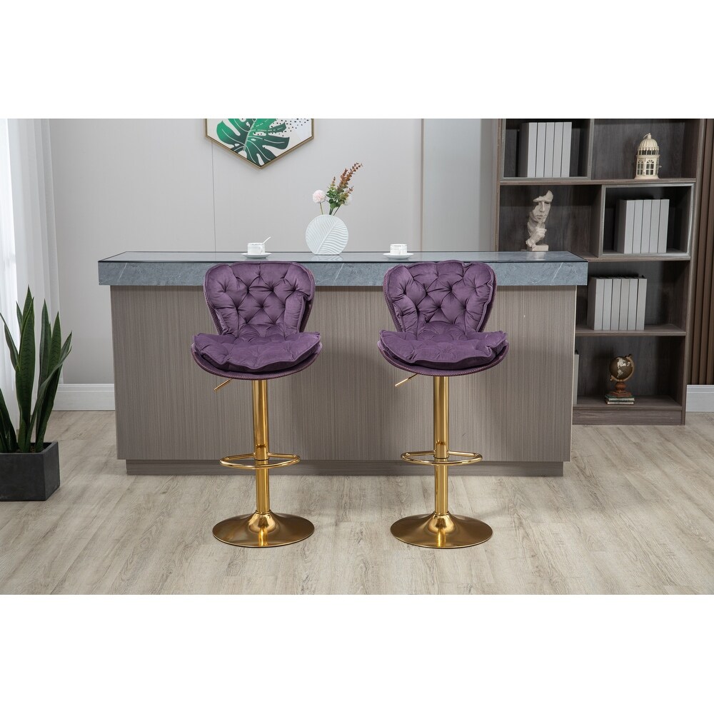 Modern Swivel Bar Stools Set of 2 with Adjustable Seat