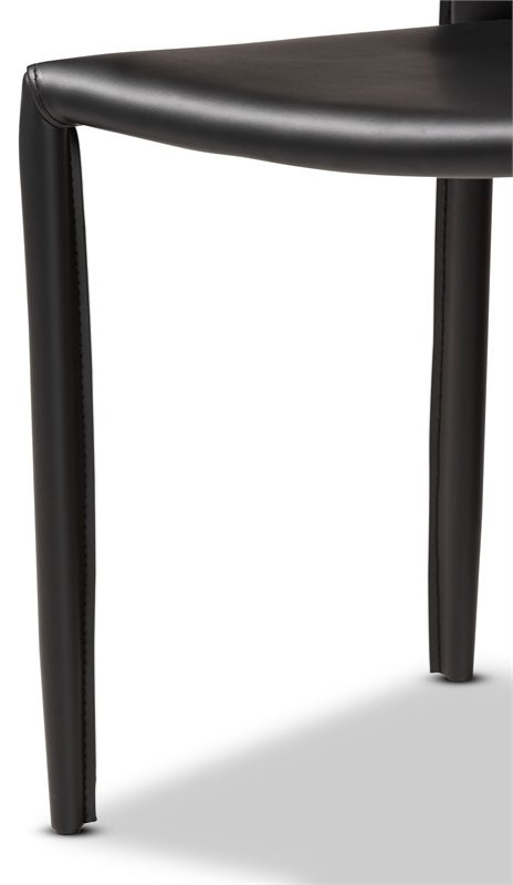 Baxton Studio Black Faux Leather Upholstered 4 Piece Dining Chair Set   Midcentury   Dining Chairs   by Homesquare  Houzz