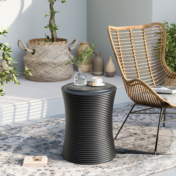 COSIEST Outdoor Black Concrete Side Table