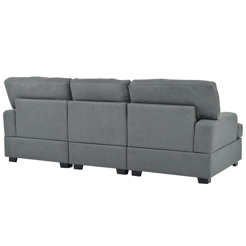 3 Seat Modern Sofa with Removable Back  Seat Cushions and 4 Comfortable Pillows  Upholstered Sofa for Living Room