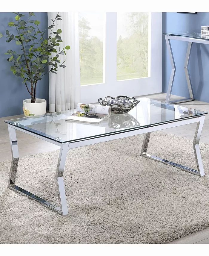 Furniture of America Meiland Glass Top Coffee Table