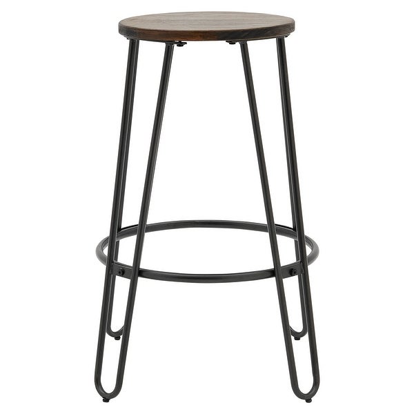 Joe KD Backless Stool Wood Seat， (Set of 2)