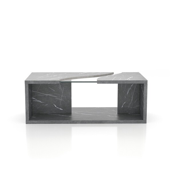 Furniture of America Kobe Faux Marble and Glass Coffee Table