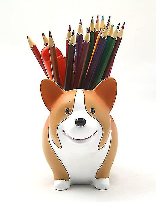 Creative Pen Pencil Holder With Phone Stand Pen Cup Desk Organizer Decoration Accessories Home Office School Gift (corgi)