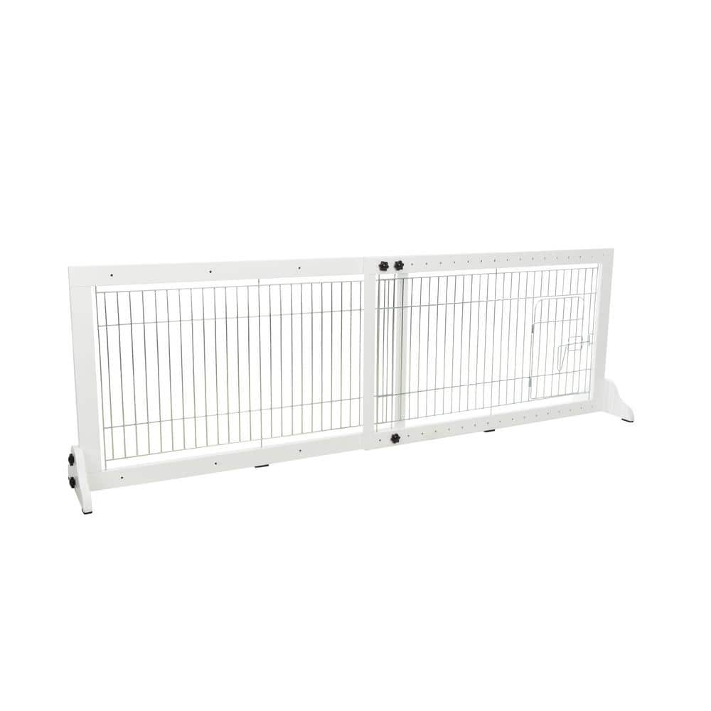 TRIXIE Adjustable Freestanding Pet Gate : Width Expands 40 in. to 71 in. : Lightweight : White 39369