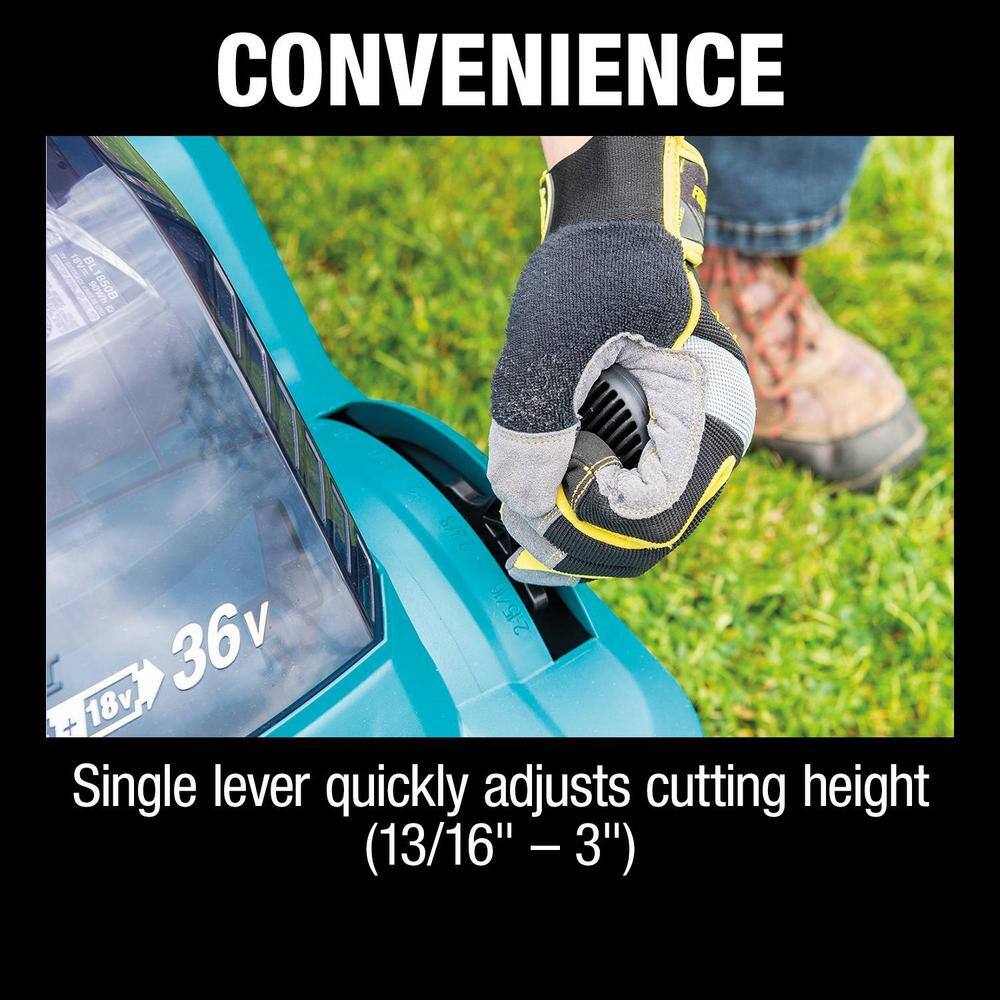 Makita 18-Volt X2 (36V) LXT Lithium-Ion Cordless 17 in. Walk Behind Residential Lawn Mower Kit (5.0Ah) XML05PT