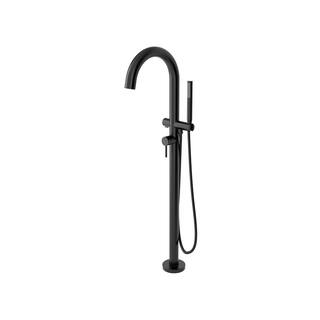 American Standard Contemporary Round Single-Handle Freestanding Tub Filler for Flash Rough-in Valve with Hand Shower in Matte Black T064951.243