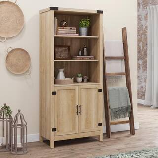 SAUDER Bridge Acre 70 in. Orchard Oak 5-Shelf Standard Bookcase with Doors 427324