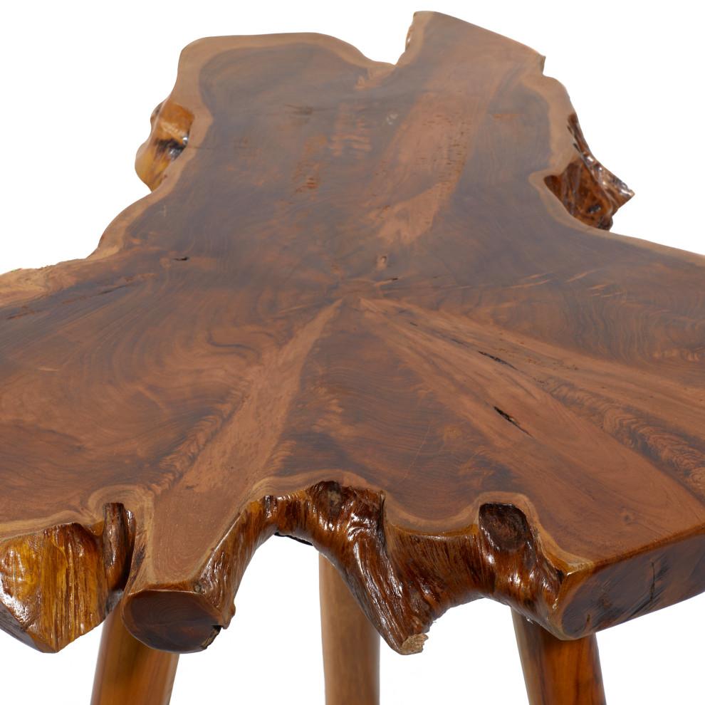 Rustic Brown Teak Wood Accent Table 38420   Rustic   Side Tables And End Tables   by Brimfield  ampMay  Houzz