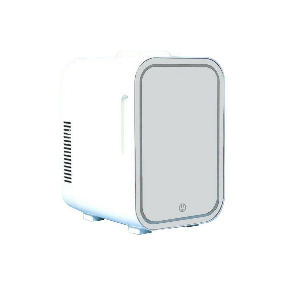 cadeninc 0.28 cu. ft. Mini Fridge in White with LED Lighted Makeup Mirror without Freezer MIX-LQMS7-004