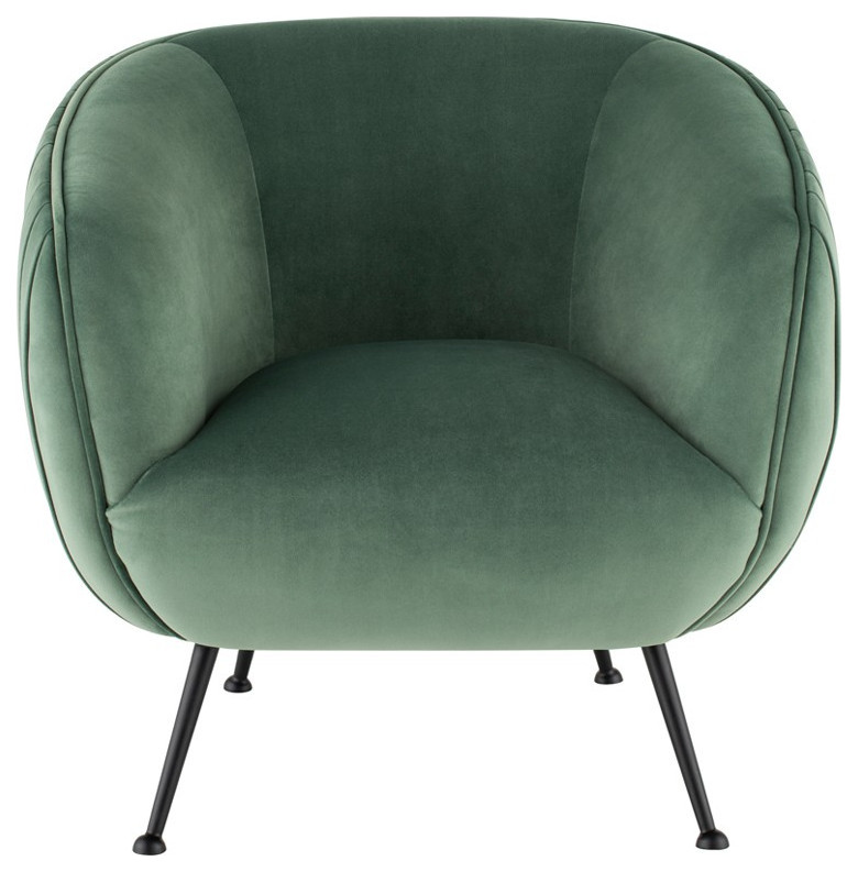 Maimun Occasional Chair Moss Velour Seat Matte Black   Midcentury   Armchairs And Accent Chairs   by V.S.D Furniture  Houzz