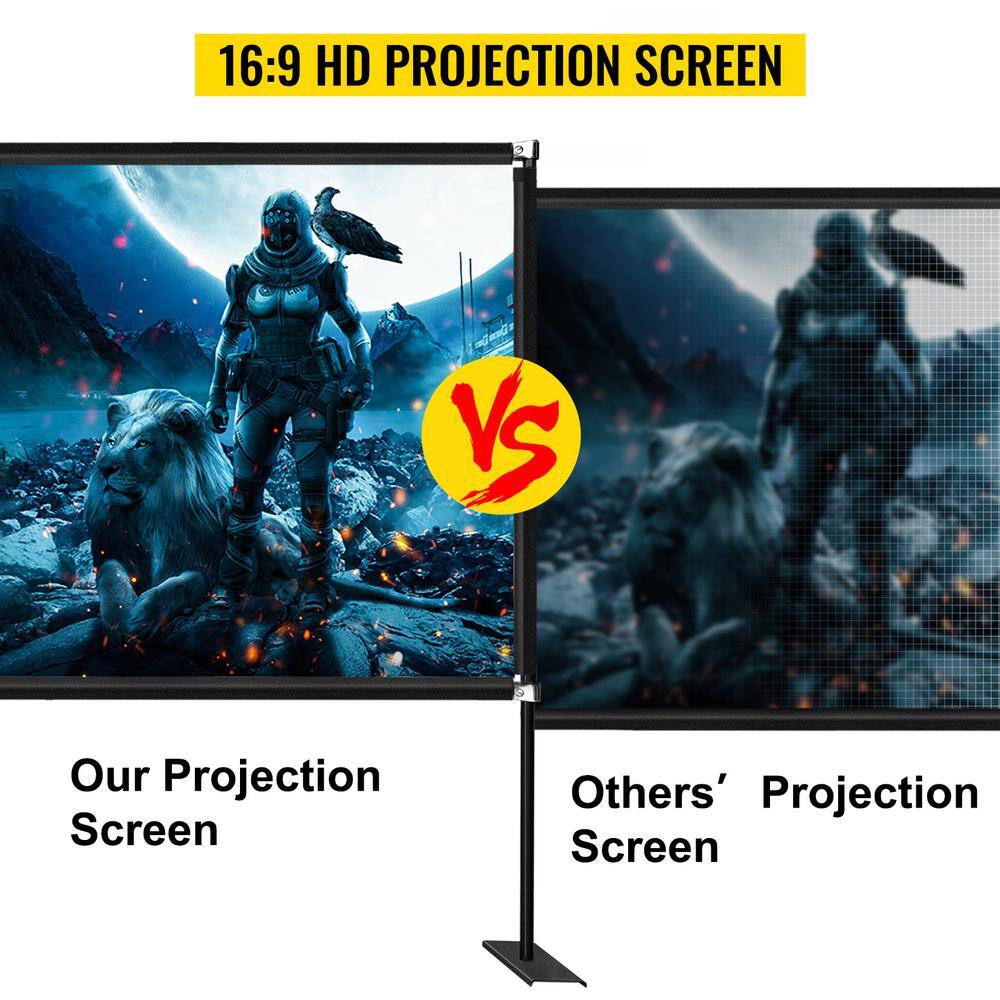 VEVOR 100 in. Projector Screen with Stand Portable Movie Screen 16:9 4K HD Wide Angle Projector Screen Stand for Outdoor Use DSTPMYC100IMU5ZF4V0