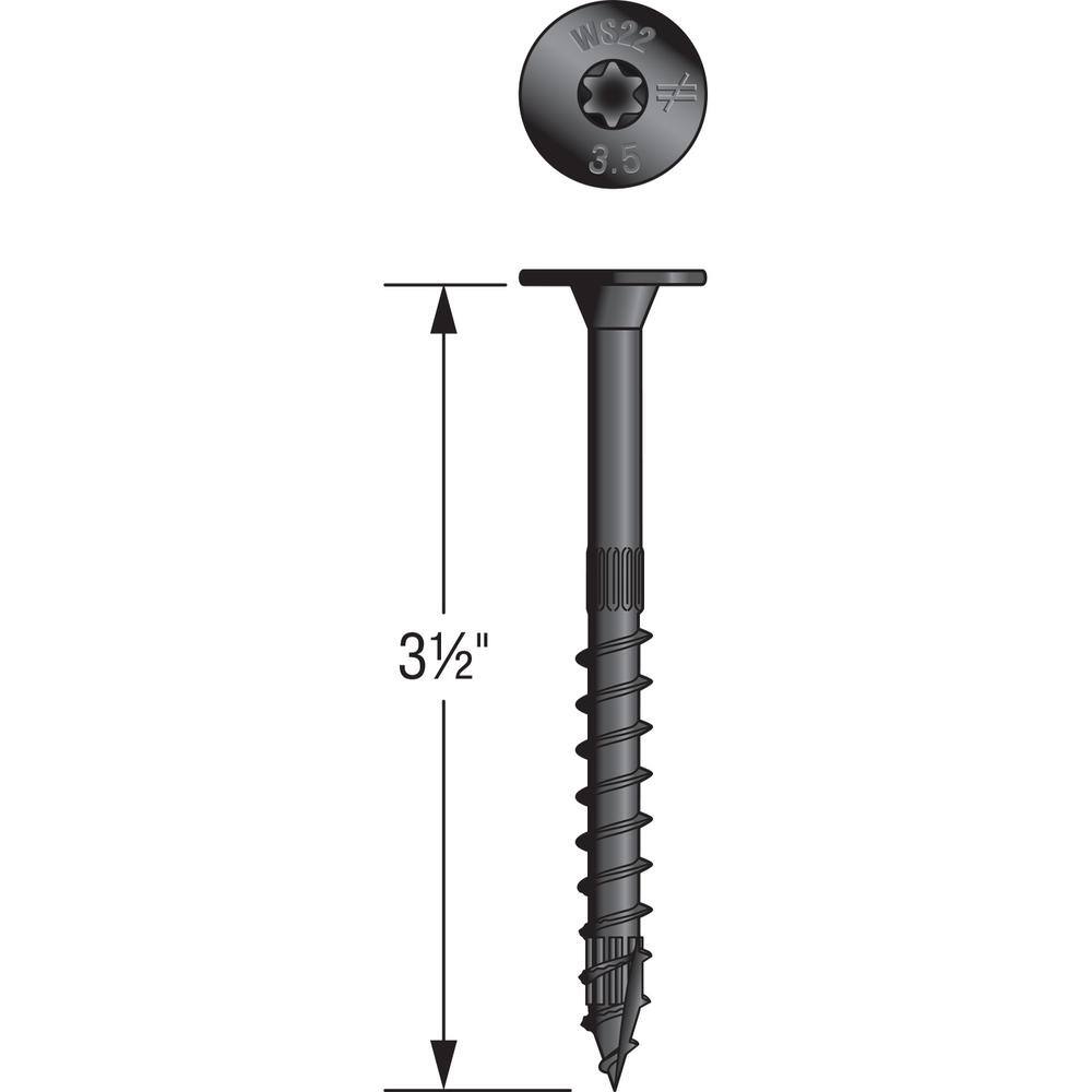 Simpson Strong-Tie Outdoor Accents 0.220 in. x 3-12 in. T40 6-Lobe Low Profile Head Black Structural Wood Screw (12-Pack) SDWS22312DBBRC12