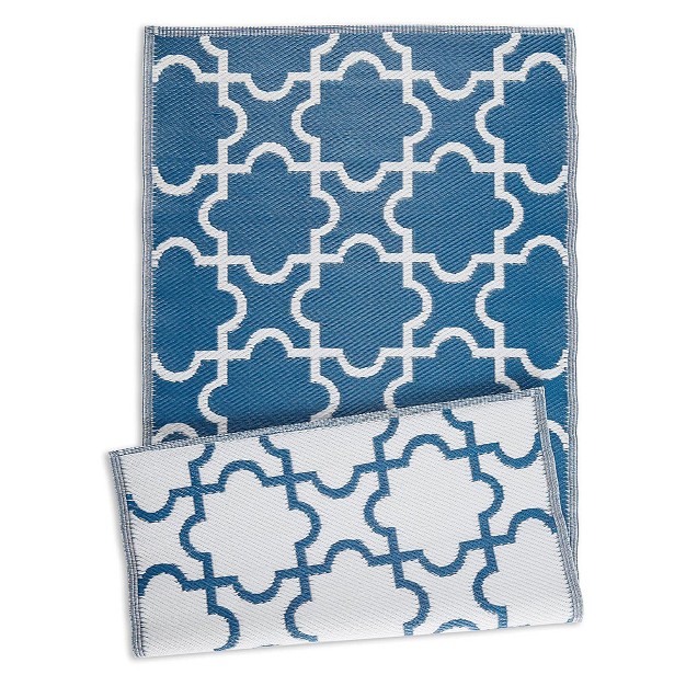 Dii Design Imports Indoor Outdoor 3 X 6 Foot Reversible Lattice Woven Rectangular Runner Rug For Decks Patios Living Rooms And Kitchens Blue