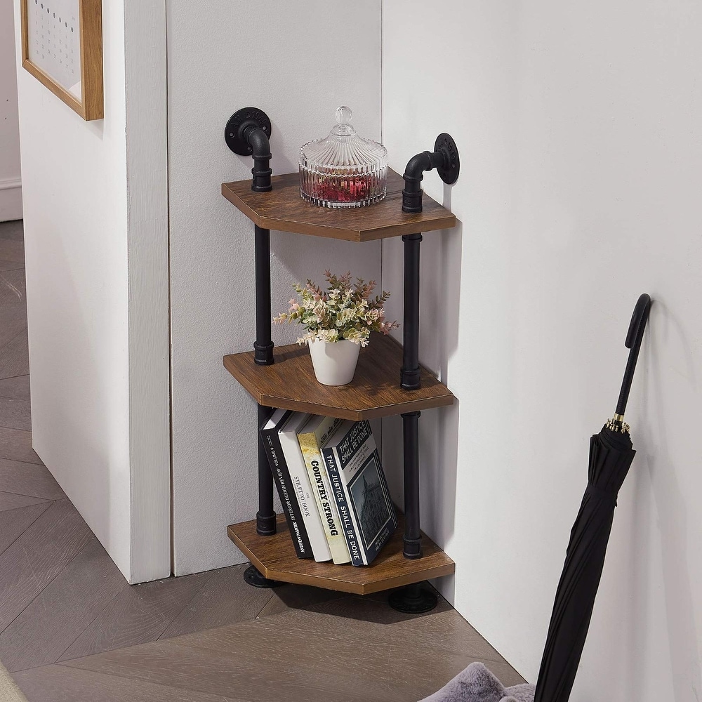 MCombo Industrial Wall Mount Pipe Shelves  Solid Wood