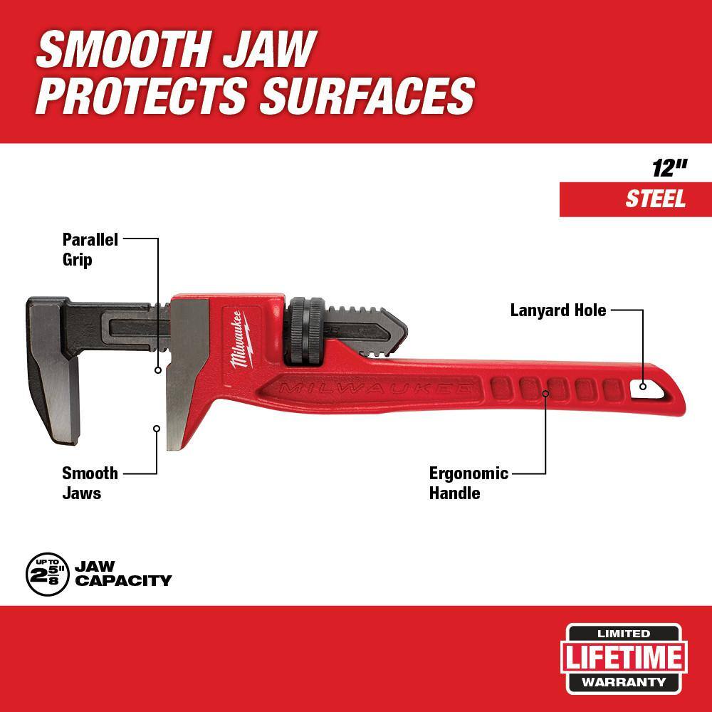 MW 12 in. Smooth Jaw Pipe Wrench 48-22-7186