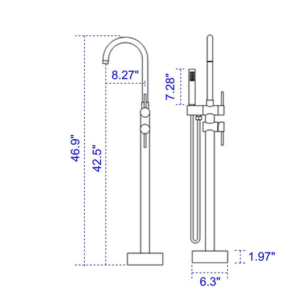 Nestfair Single-Handle Floor Mount Roman Tub Faucet with Hand Shower in Brushed Nickel SMD8006N