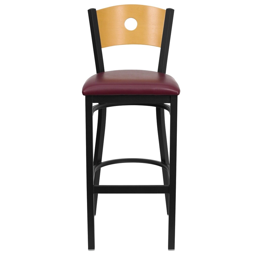 Wood Circle Back Metal Restaurant Barstool   16.75\