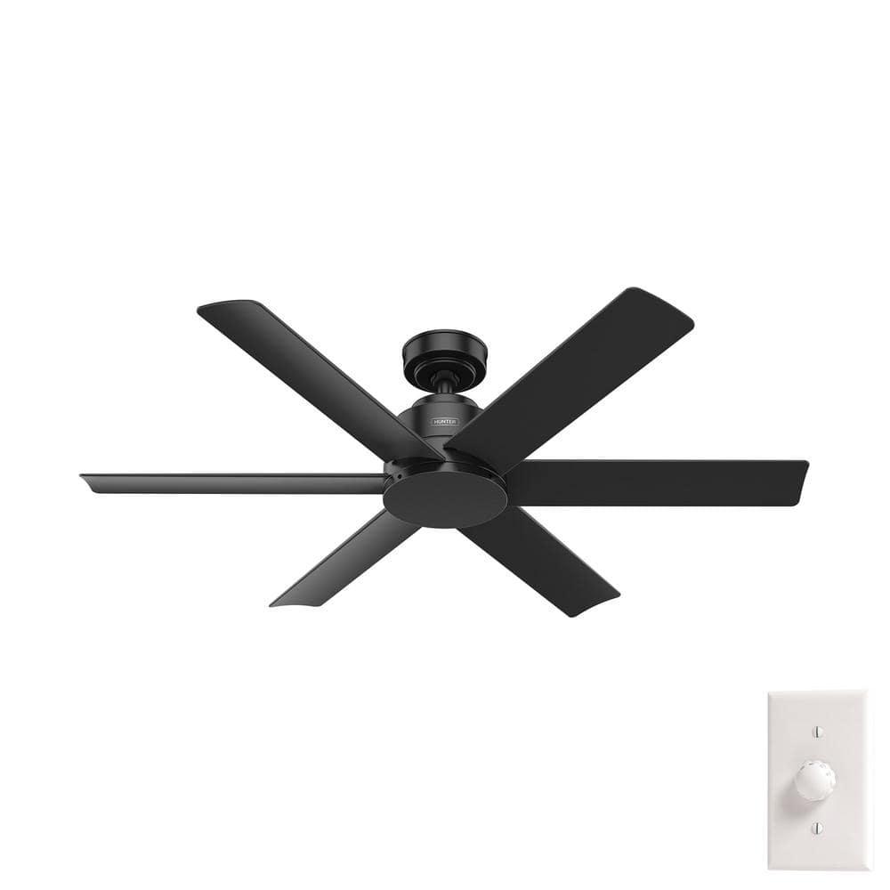 Hunter Kennicott 52 in Outdoor Matte Black Ceiling Fan with Wall Control