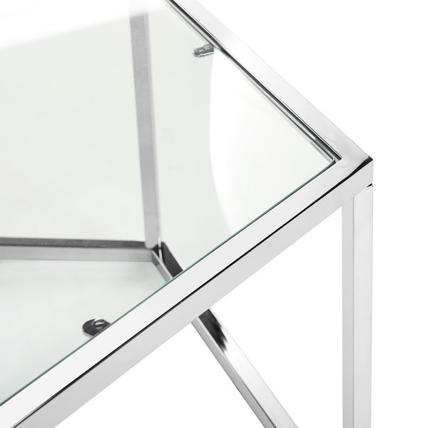 SAFAVIEH Eliana Glass Chrome Hexagon Coffee Table - 36.2